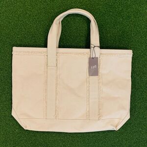 NWT J. Jill Women's Fringe-Trimmed Canvas Tote Bag beach bag